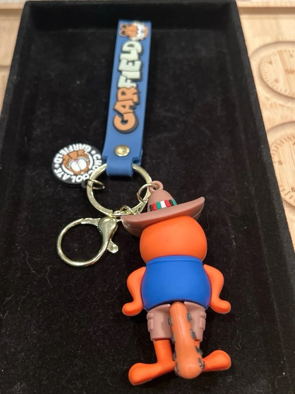 Kids Keychain - Orange Cowboy Character with Blue Strap
